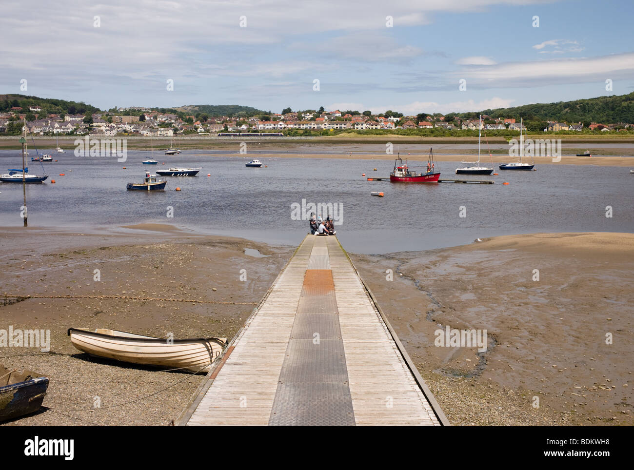 Landing jetty in the North Wales town of Conwy Stock Photo