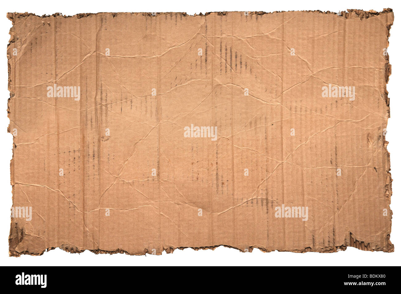 Corrugated grunge cardboard isolated over white Stock Photo