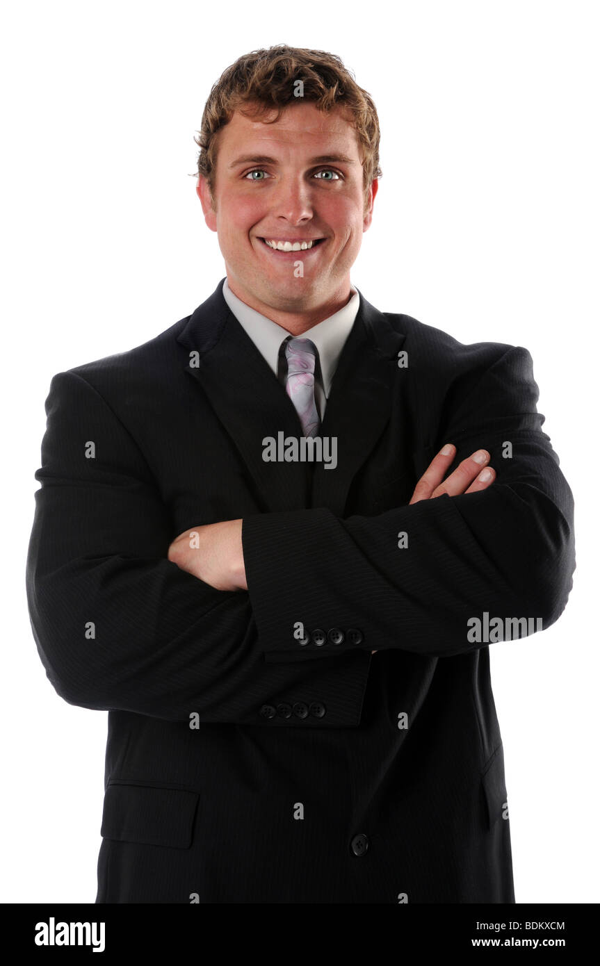 Portrait of businessman smiling with arms crossed Stock Photo - Alamy