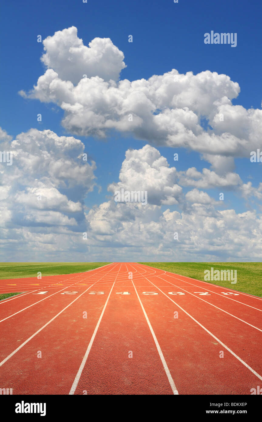 Olympic running track on a sunny day Stock Photo