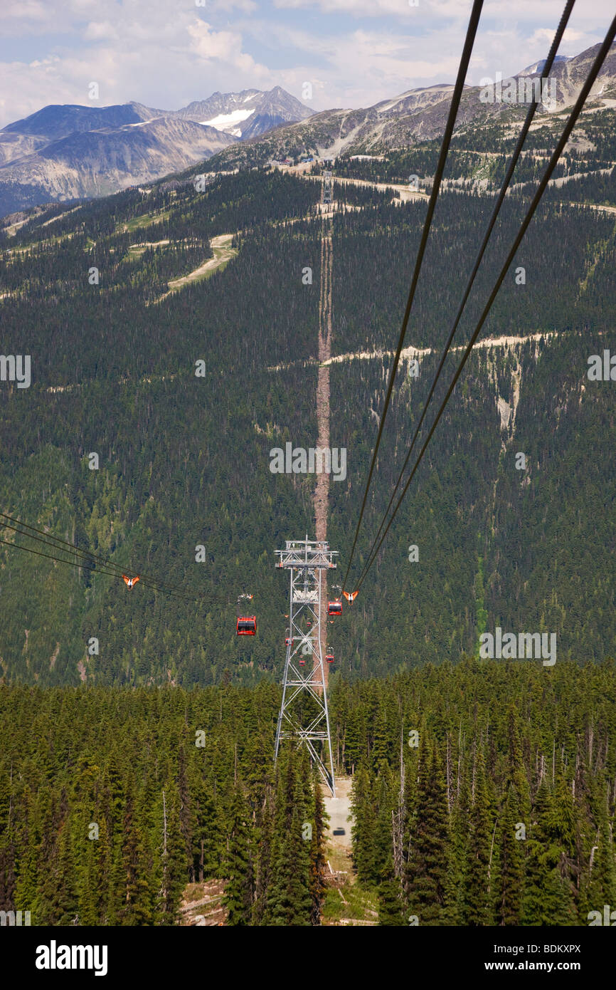 Peak 2 Peak Gondola between Whistler Mountain and Blackcomb, British Columbia, Canada. Stock Photo