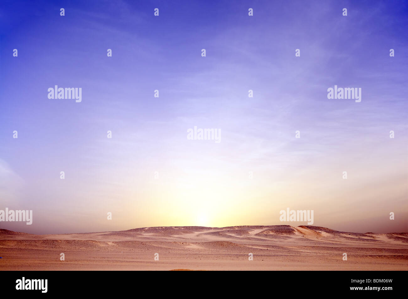 sunrise in desert landscape background Stock Photo