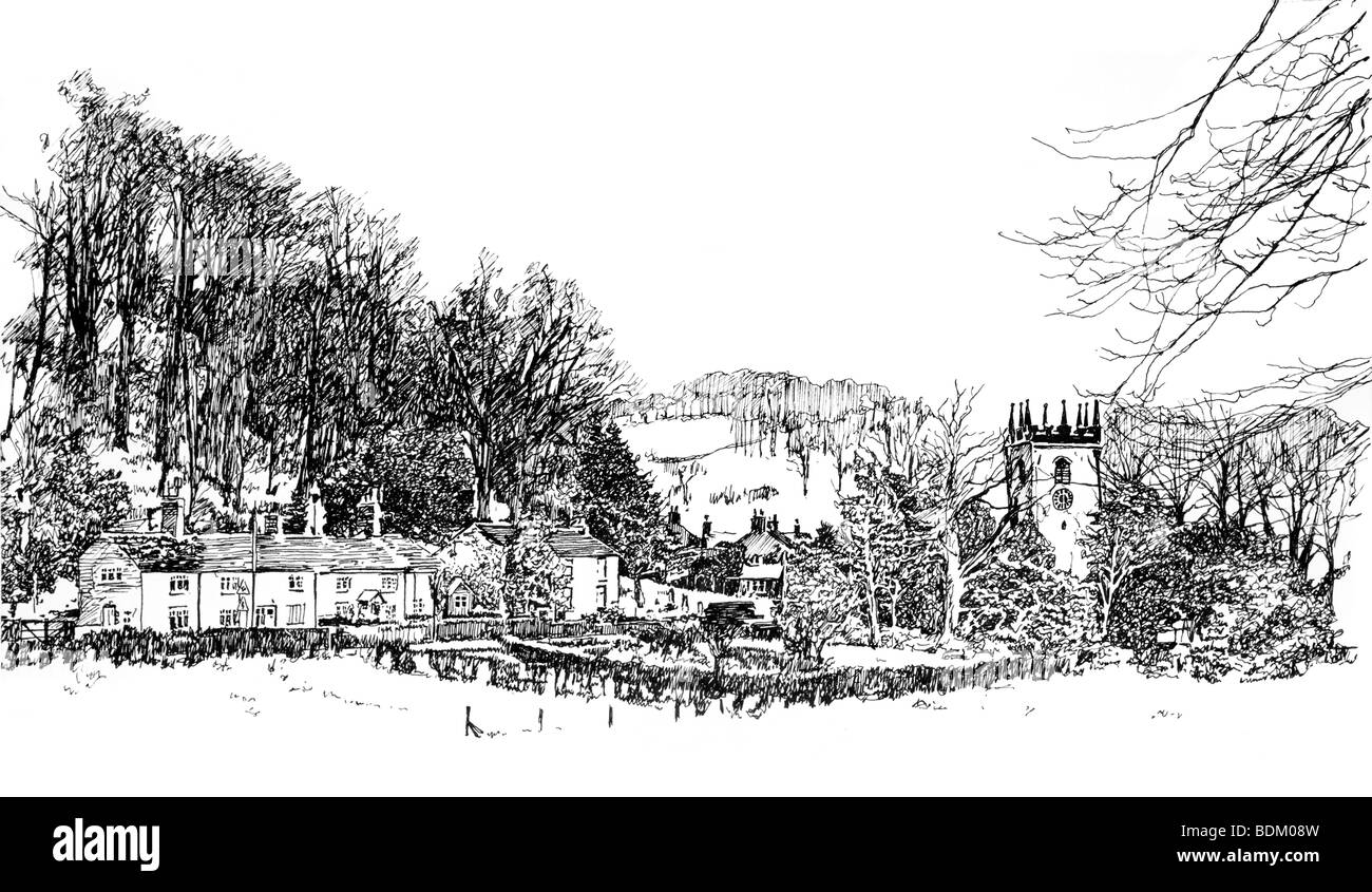 UK, Cheshire, Pott Shrigley village in winter Stock Photo