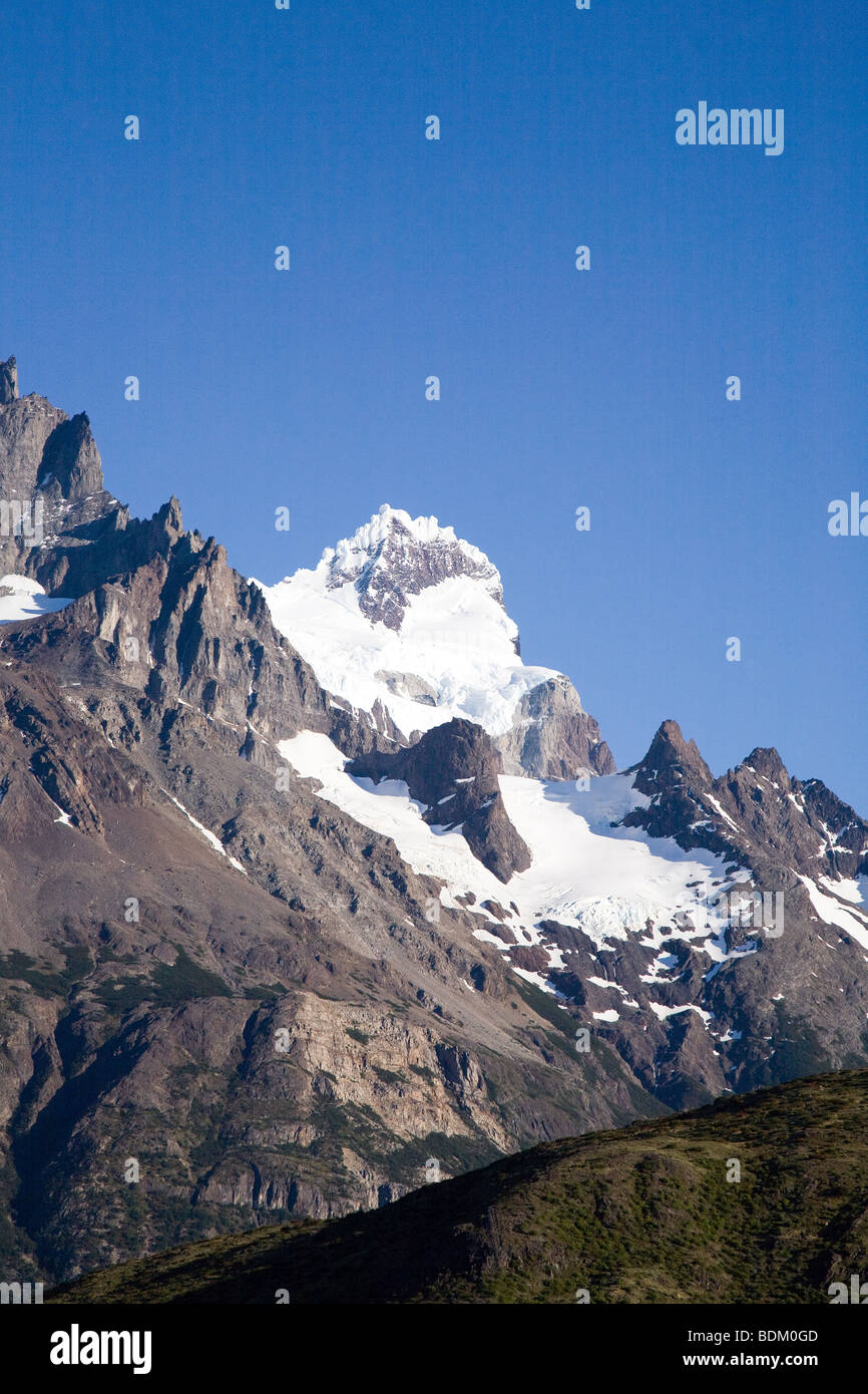 Snow capped ridge, Torres del Paine, Chile Stock Photo - Alamy