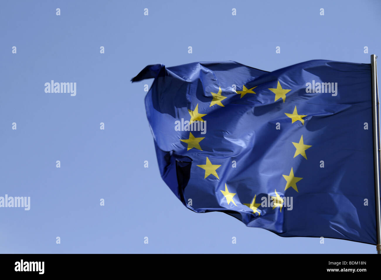 european union flag flying in the wind Stock Photo - Alamy