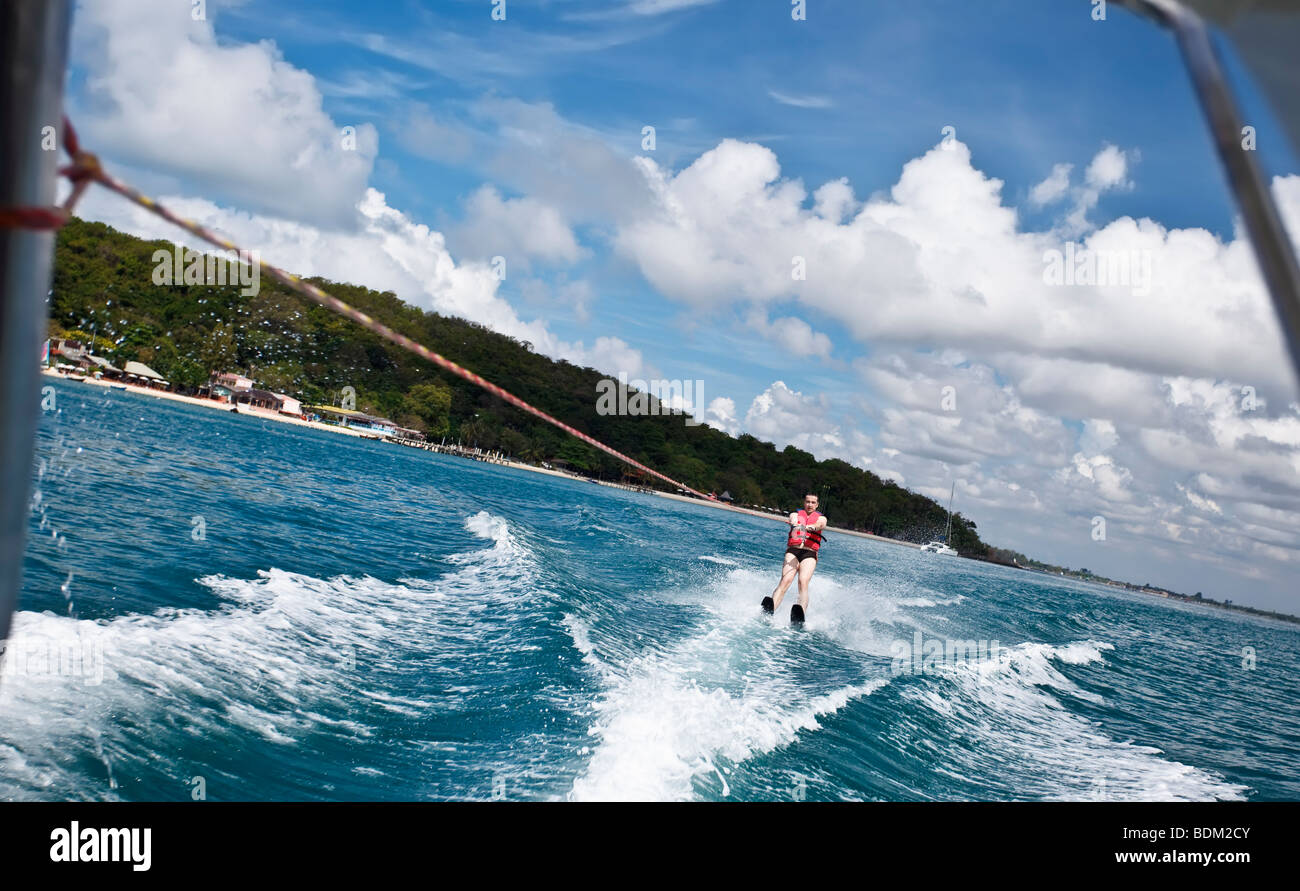 Waterskiing man in Kho phi phi island. Thailand. Horizontal shot. Stock Photo