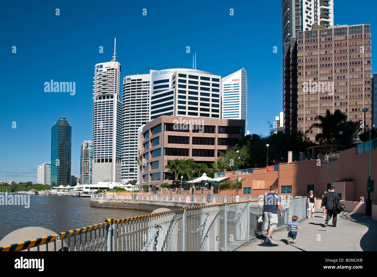 The boardwalk along the Brisbane River in Brisbane, Australia Stock Photo