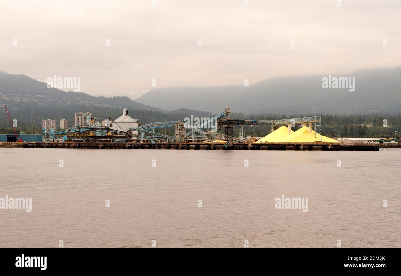 Burrard Inlet and Suphur stockpiles at Vancouver Wharves, North ...