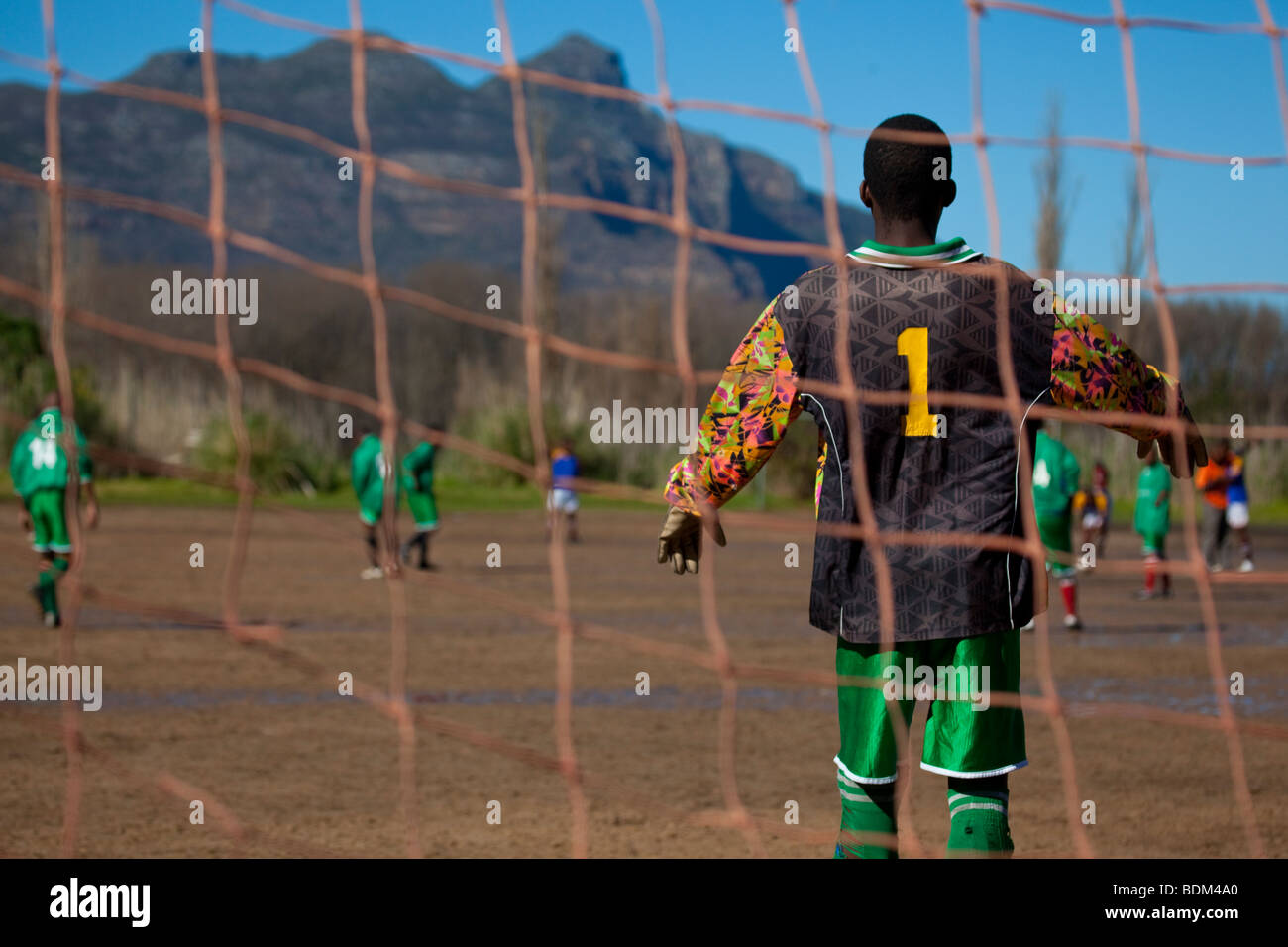 Local Soccer Match, Hout Bay, South Africa Stock Photo