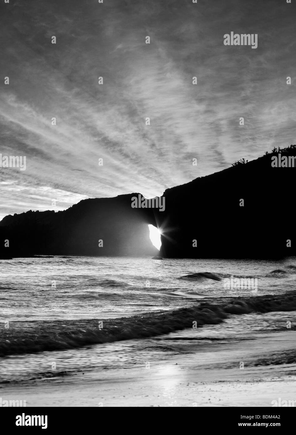Second Beach with sunset clouds. Stock Photo
