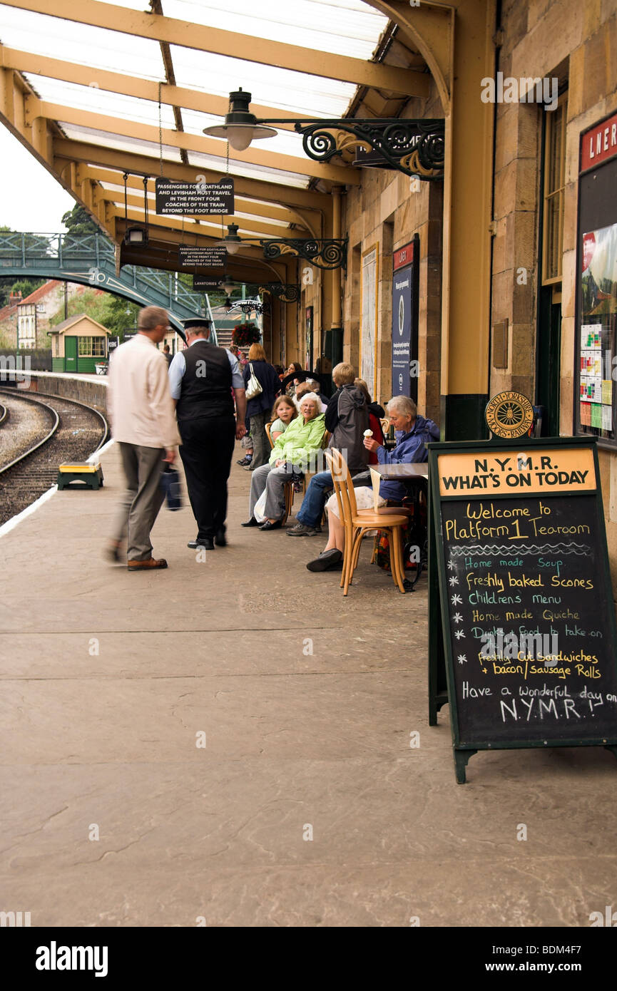 Passengers on Pickering Station platform, North Yorkshire, England, UK Stock Photo