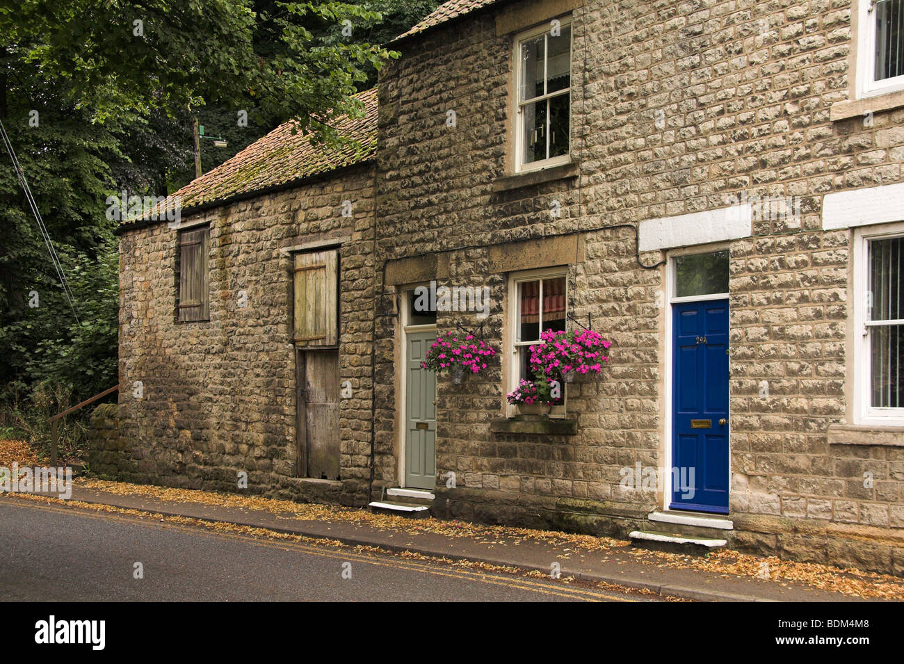 Row of stone cottages, Pickering, North Yorkshire, England, UK Stock