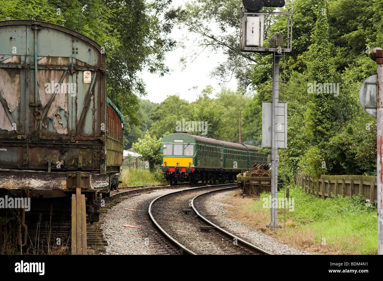 Old carriages in a siding, Pickering Station, North Yorkshire, England, UK Stock Photo