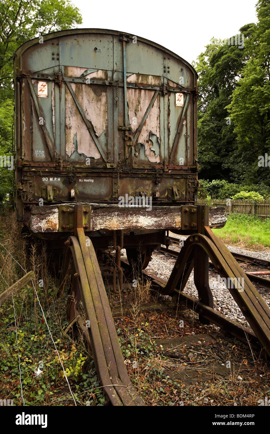 Old wagon in a siding, Pickering Station, North Yorkshire, England, UK Stock Photo