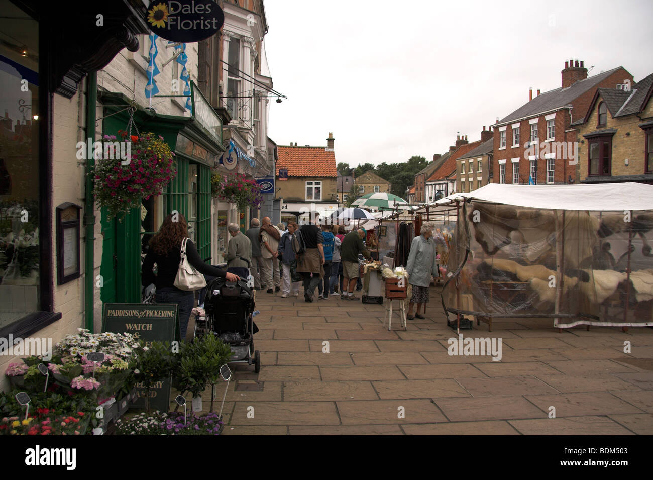 Market day, Pickering Market, Market Place, North Yorkshire, England, UK Stock Photo