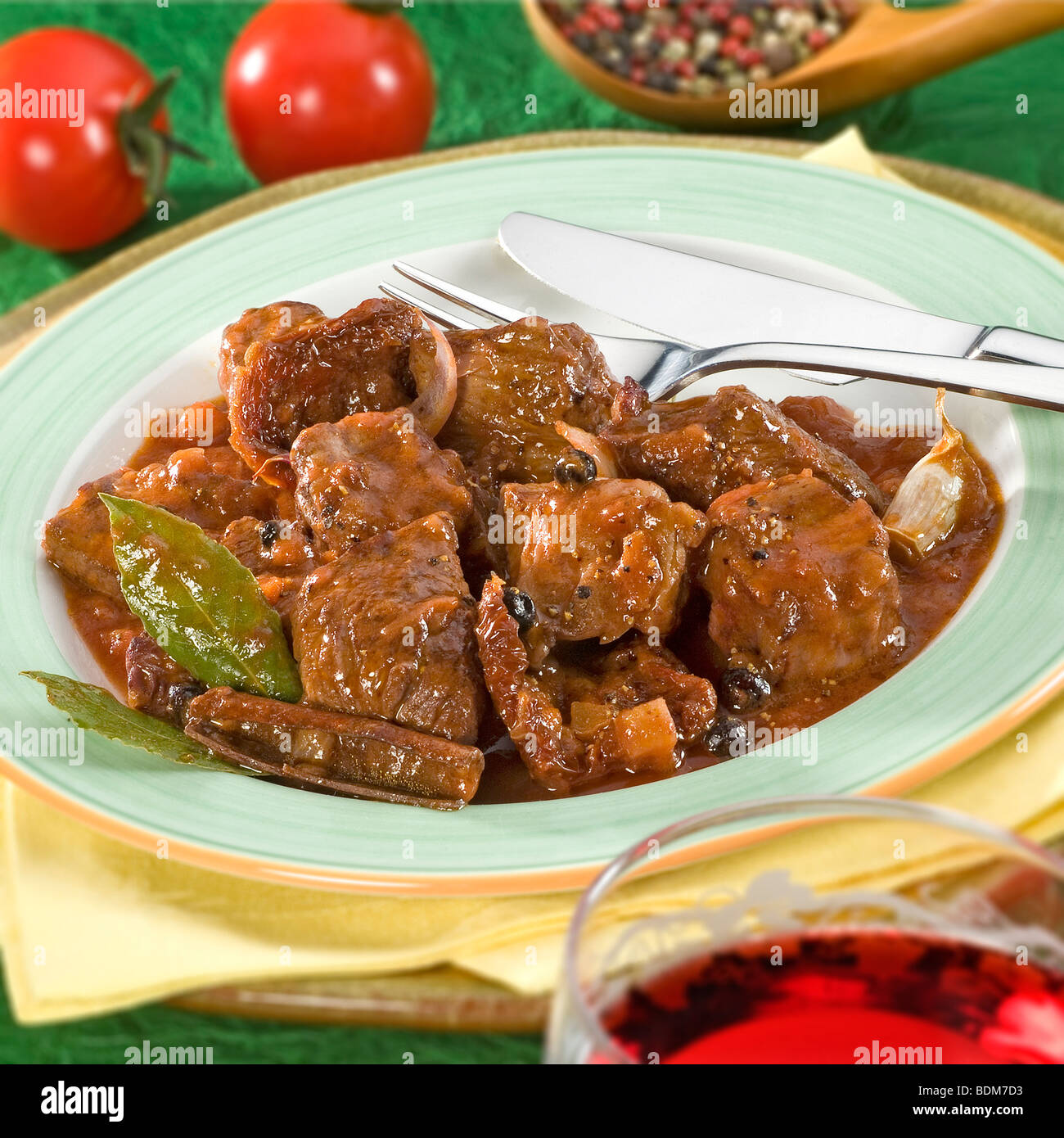 Beef meat with red wine sauce Stock Photo - Alamy