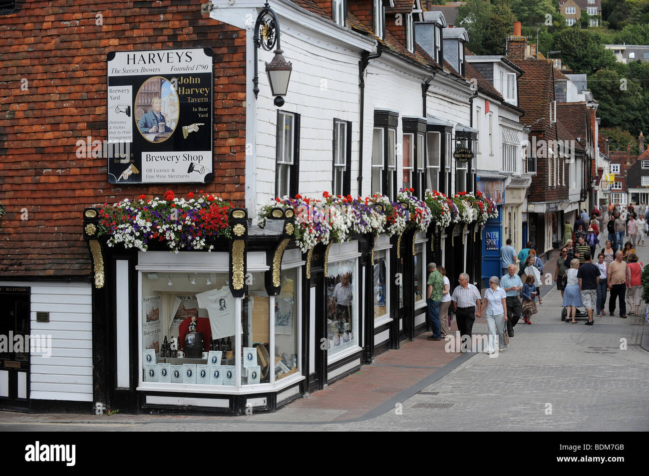 Harveys Brewery shop in Cliffe High Street Lewes East Sussex tourism