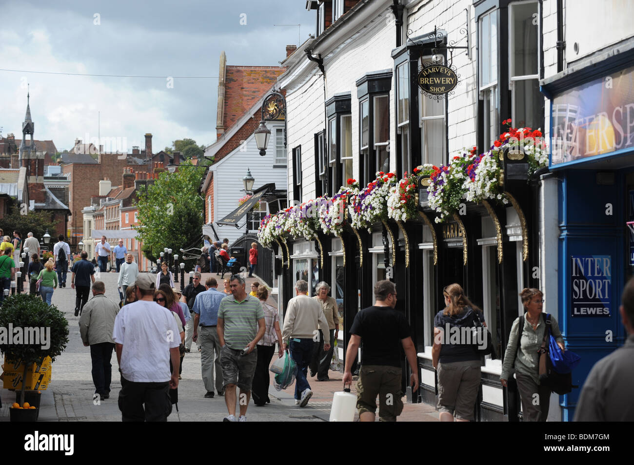 Harveys Brewery shop in Cliffe High Street Lewes East Sussex tourism UK