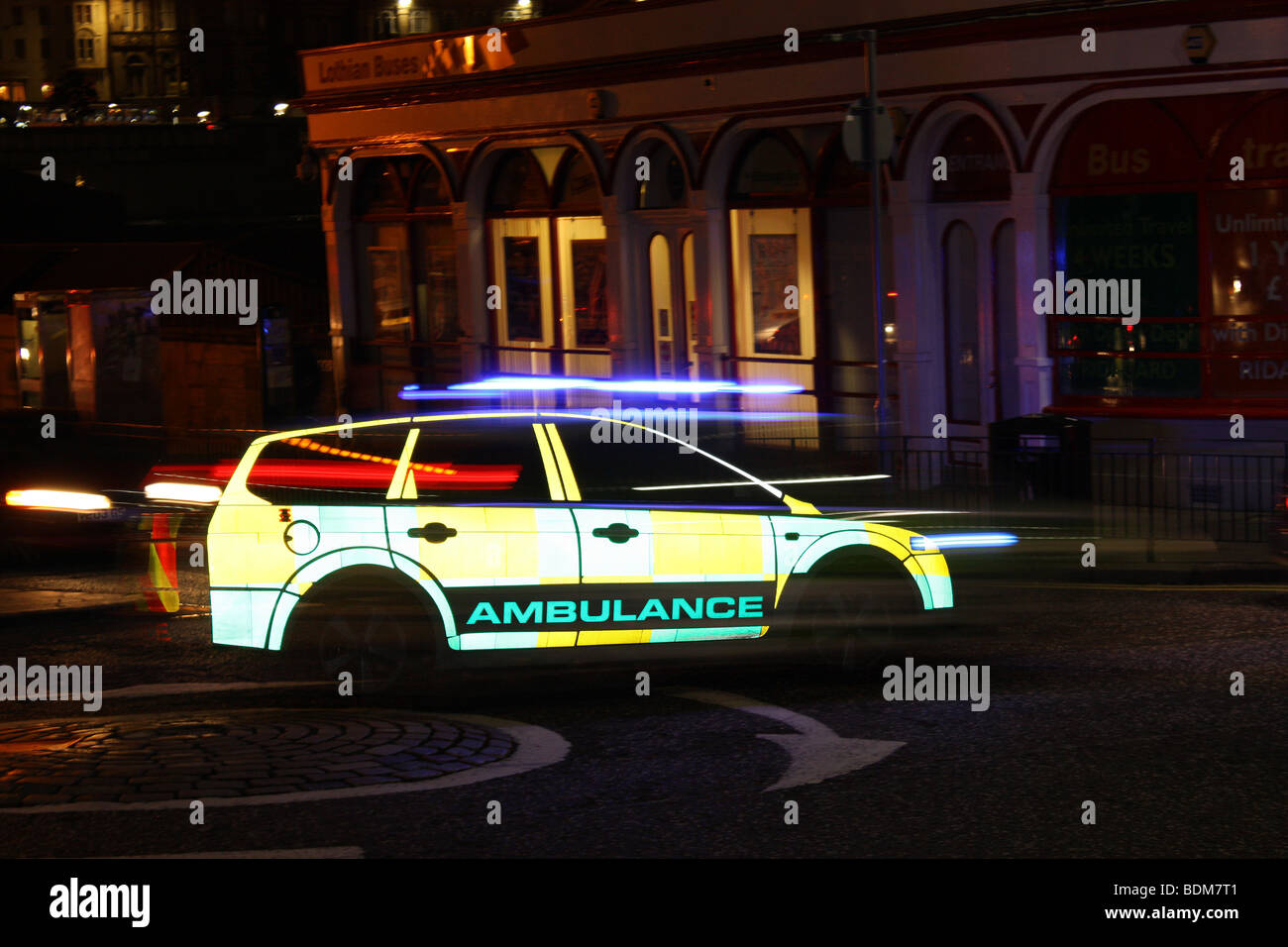 Ambulance speeding in Edinburgh Stock Photo