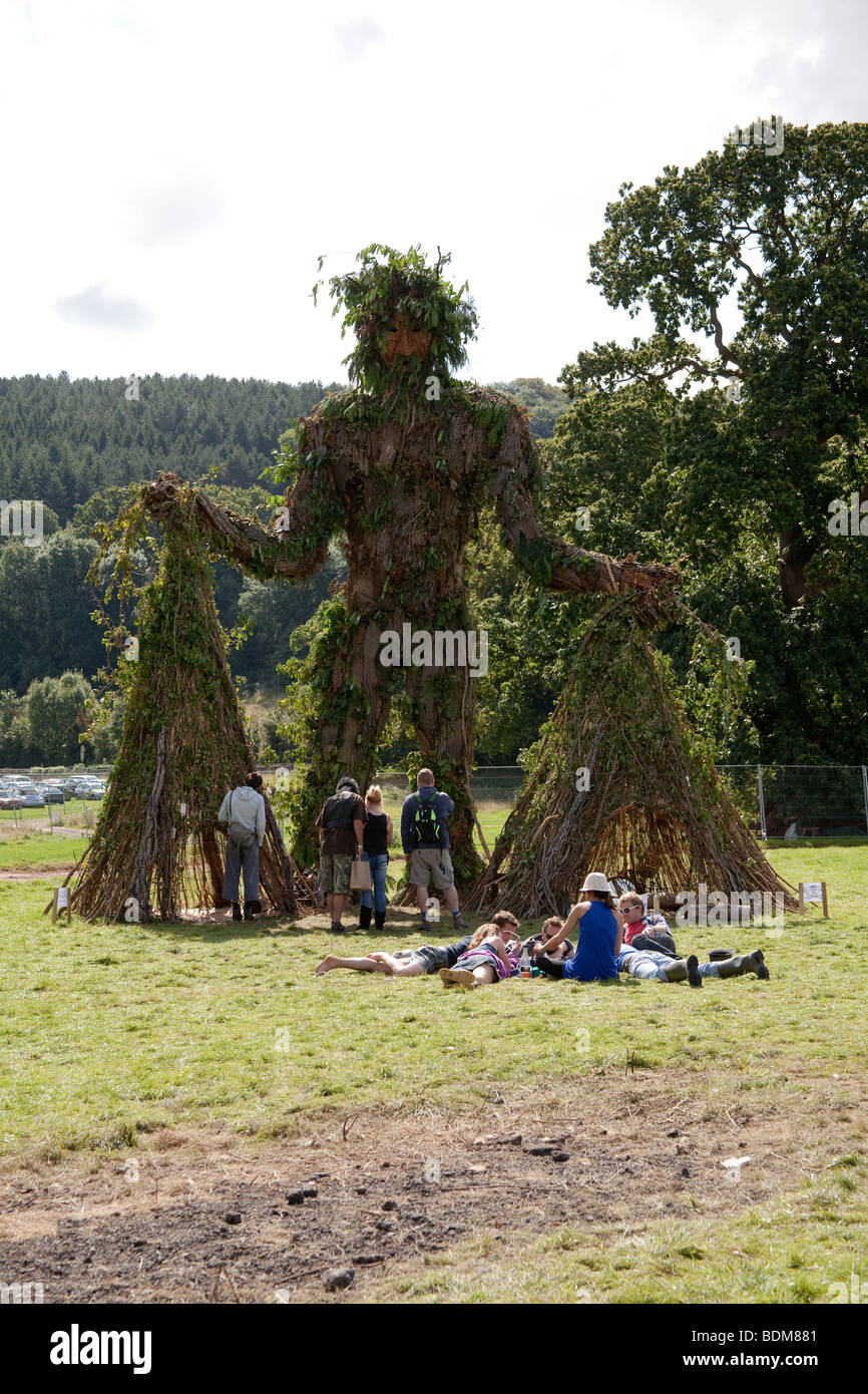 Greenman statue at the Greenman festival 2009, Glanusk Park, Brecon, Wales Stock Photo