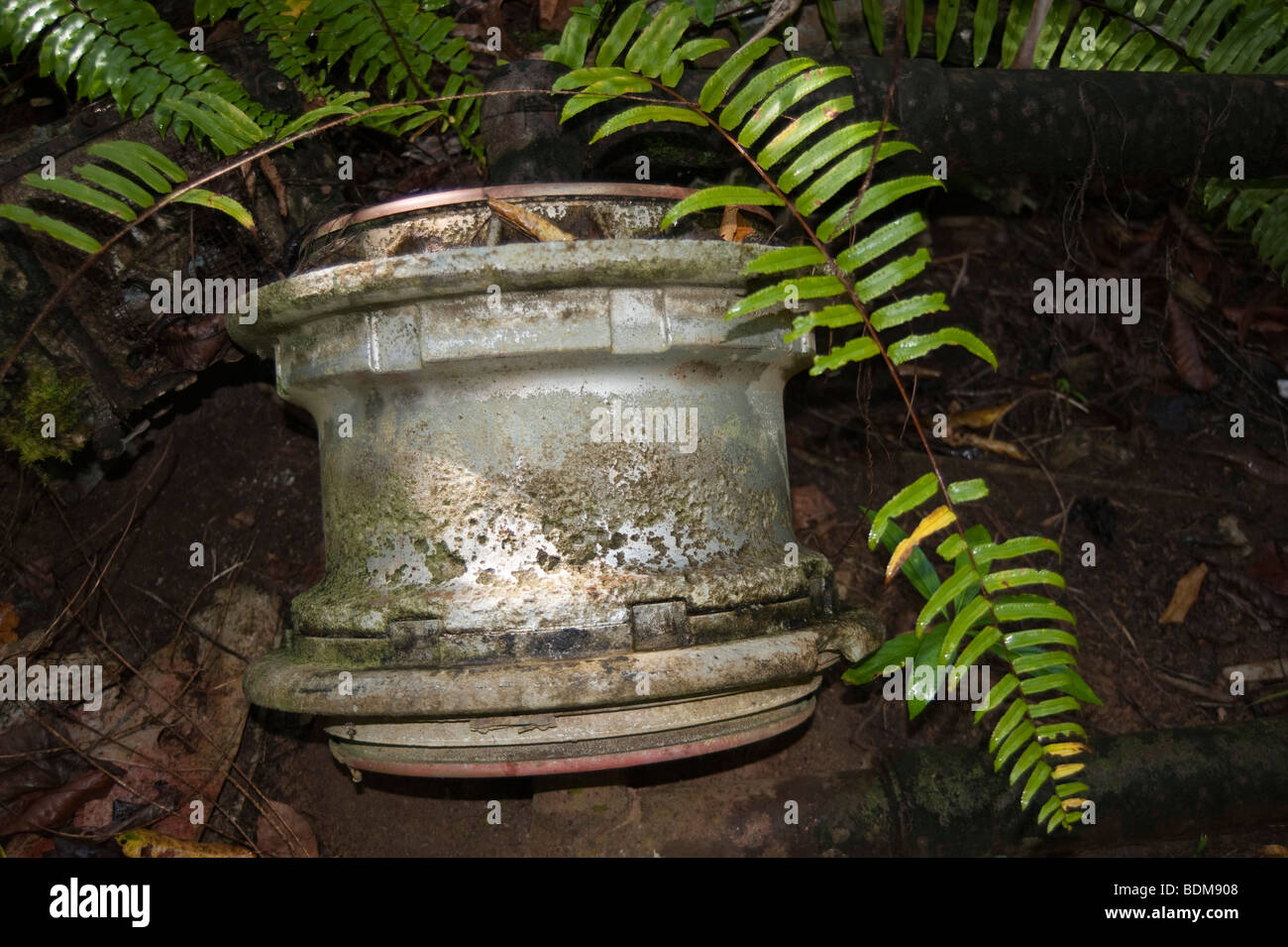 Wreckage from a plane from WW II in Yap. Stock Photo