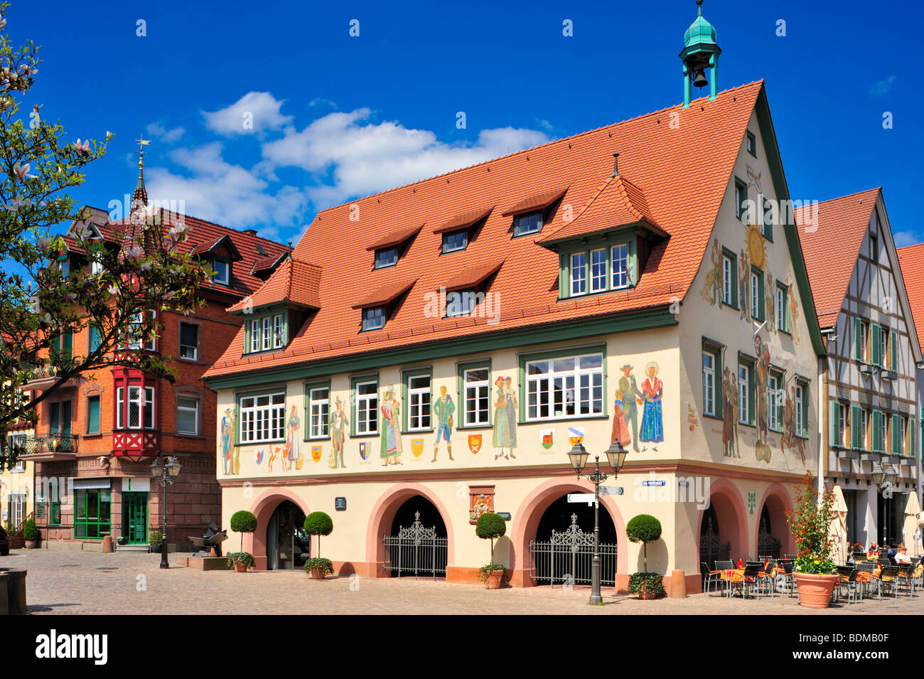 Town hall with facade paintings, Haslach, Black Forest, Baden-Wuerttemberg, Germany, Europe Stock Photo