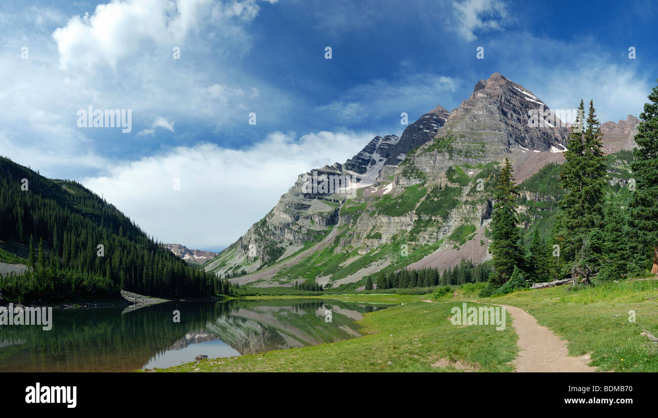 Hiking trail in Maroon Bells Wilderness, central Colorado Stock Photo ...