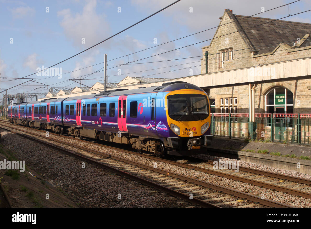 Class 185 diesel multiple unit at Carnforth. Stock Photo