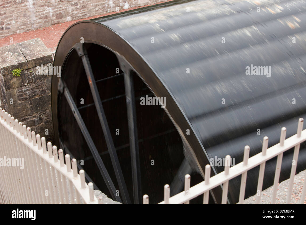 A water wheel at the New Lanark mill in Scotland UK. Stock Photo