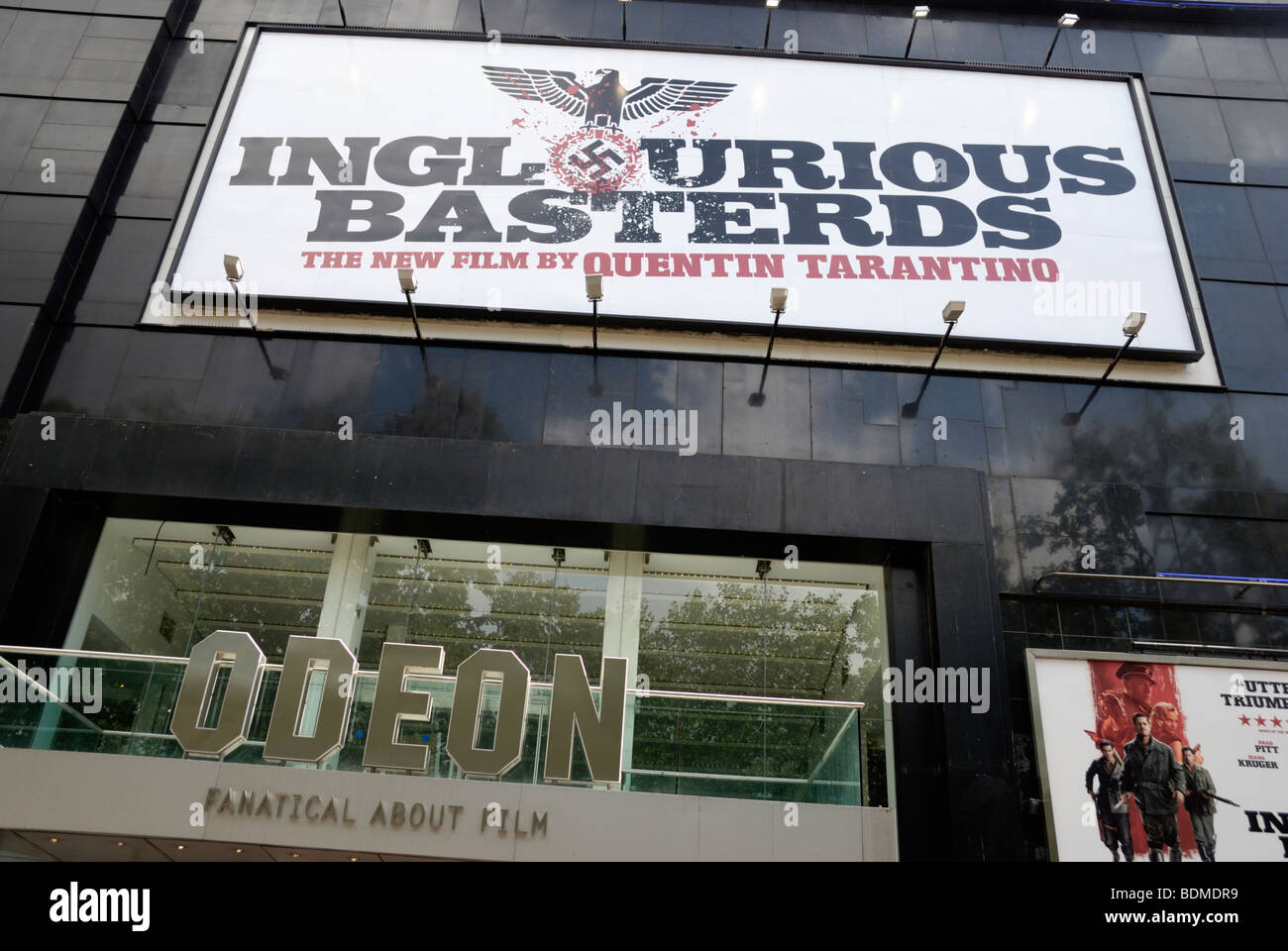 Billboard on exterior of Odeon Leicester Square cinema, promoting the Quentin Tarantino film Inglourious Basterds Stock Photo