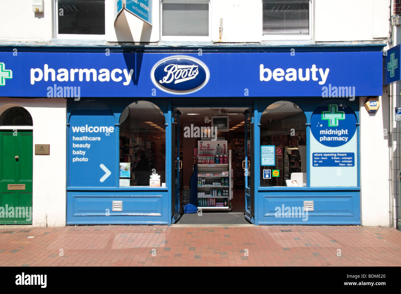 The shop front of the Boots shop, Egham, Surrey Branch Stock Photo Alamy