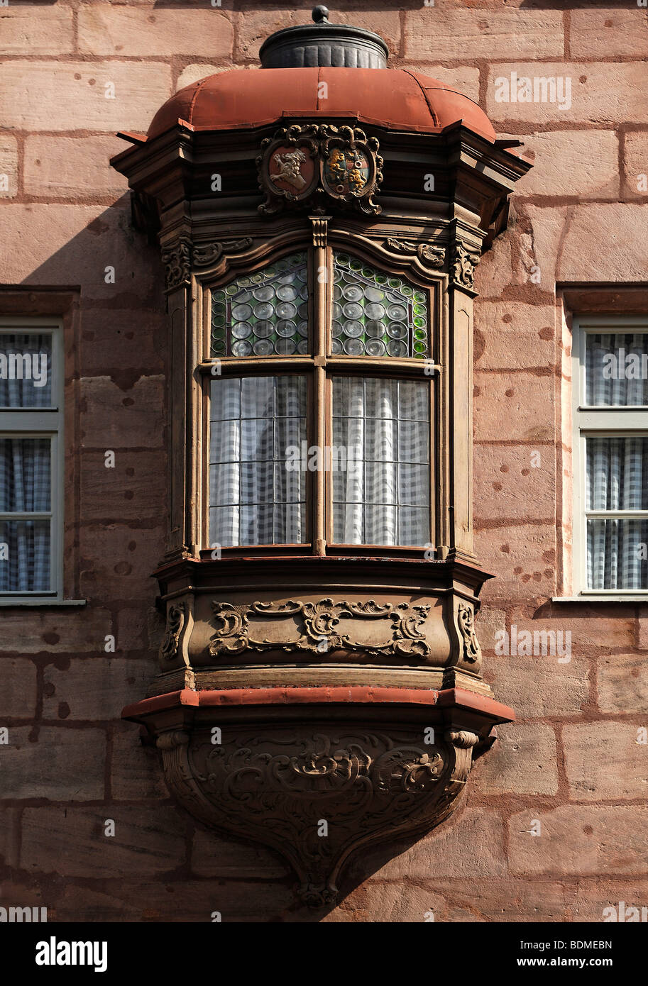 Old Nuremberg 'Choerlein', bay window, Nuremberg, Middle Franconia, Bavaria, Germany, Europe Stock Photo