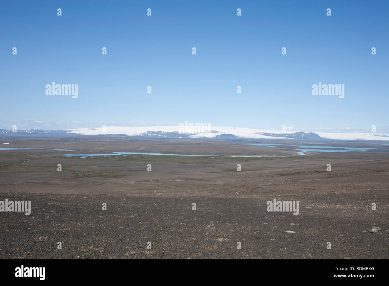 Scenery to the glacier Thjorsarjokull in Hofsjokull, Iceland Stock ...