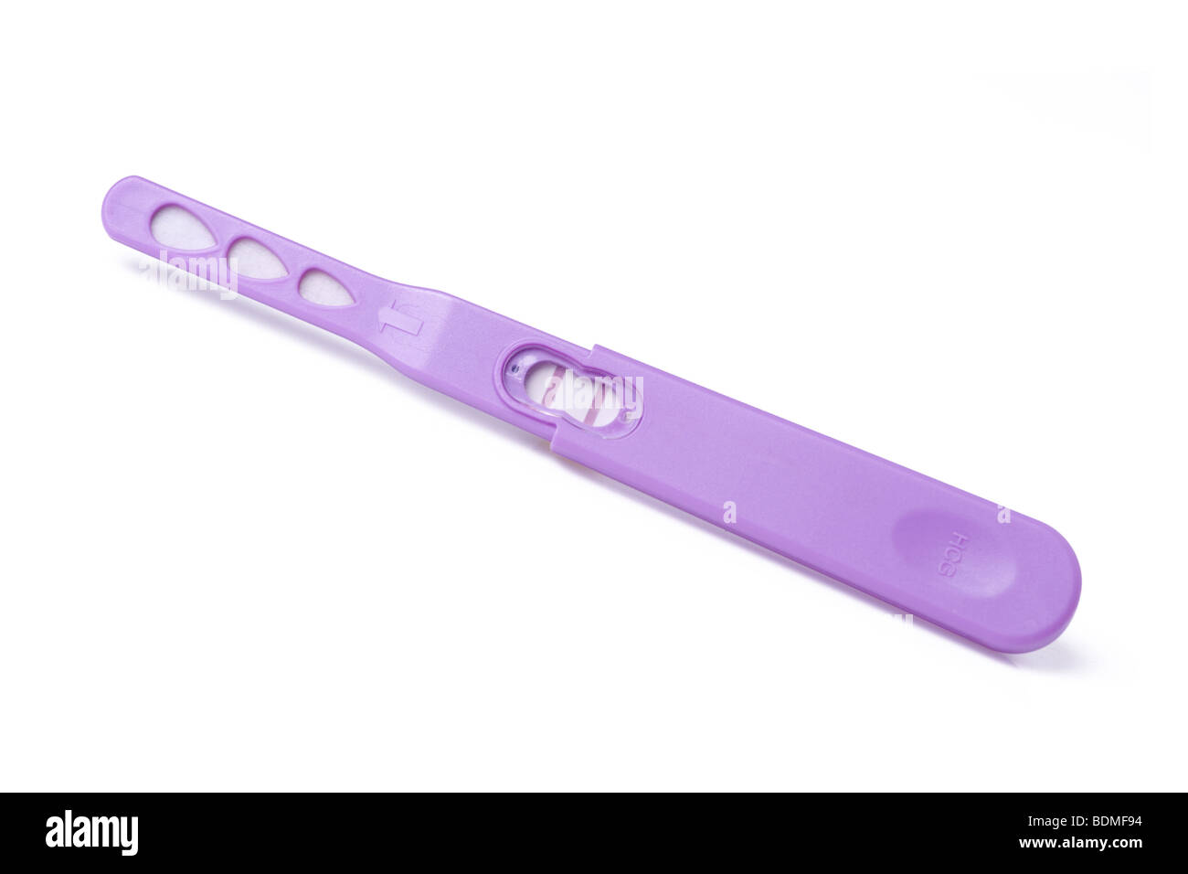positive pregnancy test on white background Stock Photo