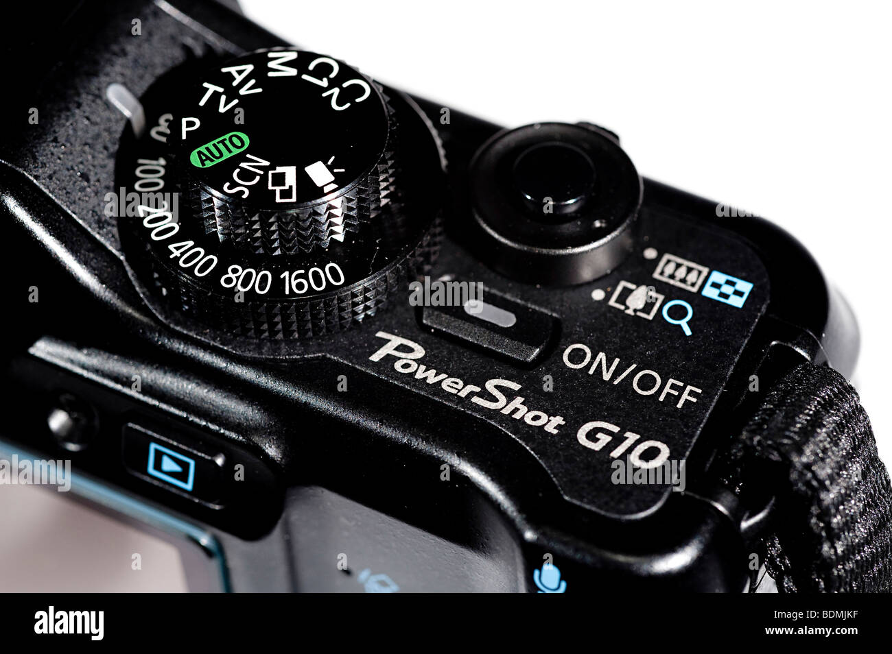 Detail of camera controls, including, manual, shutter, aperture and video modes Stock Photo
