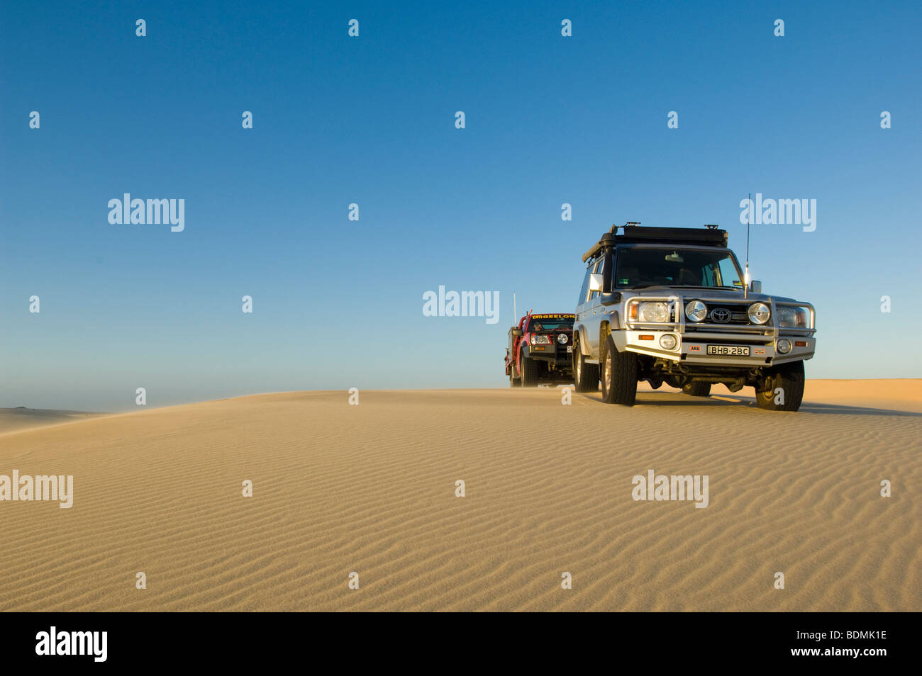 4WD vehicles on dunes at Stockton Beach, Newcastle, New South Wales, Australia Stock Photo