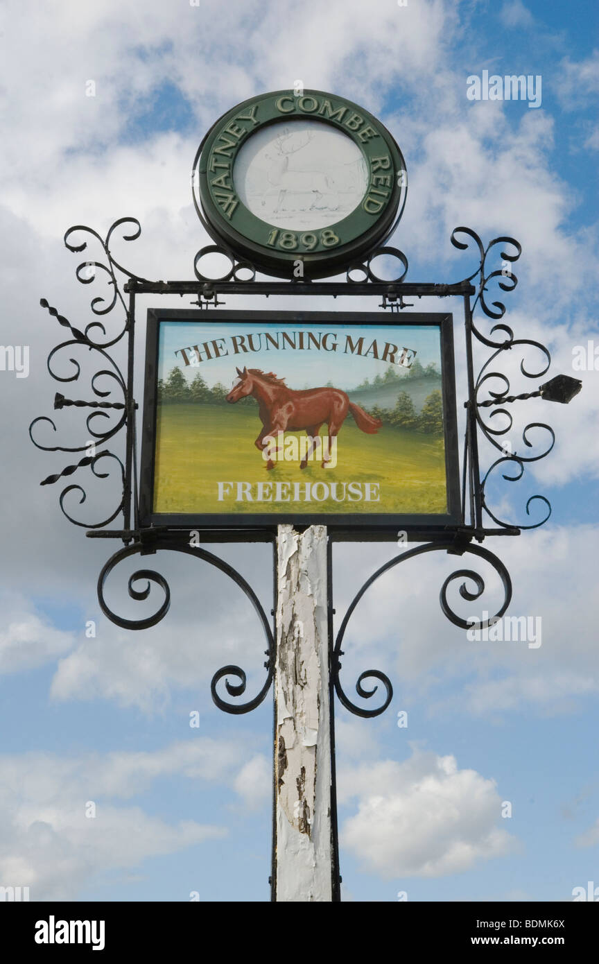 Cobham Surrey England. The village pub sign The Running Mare. Tilt Road