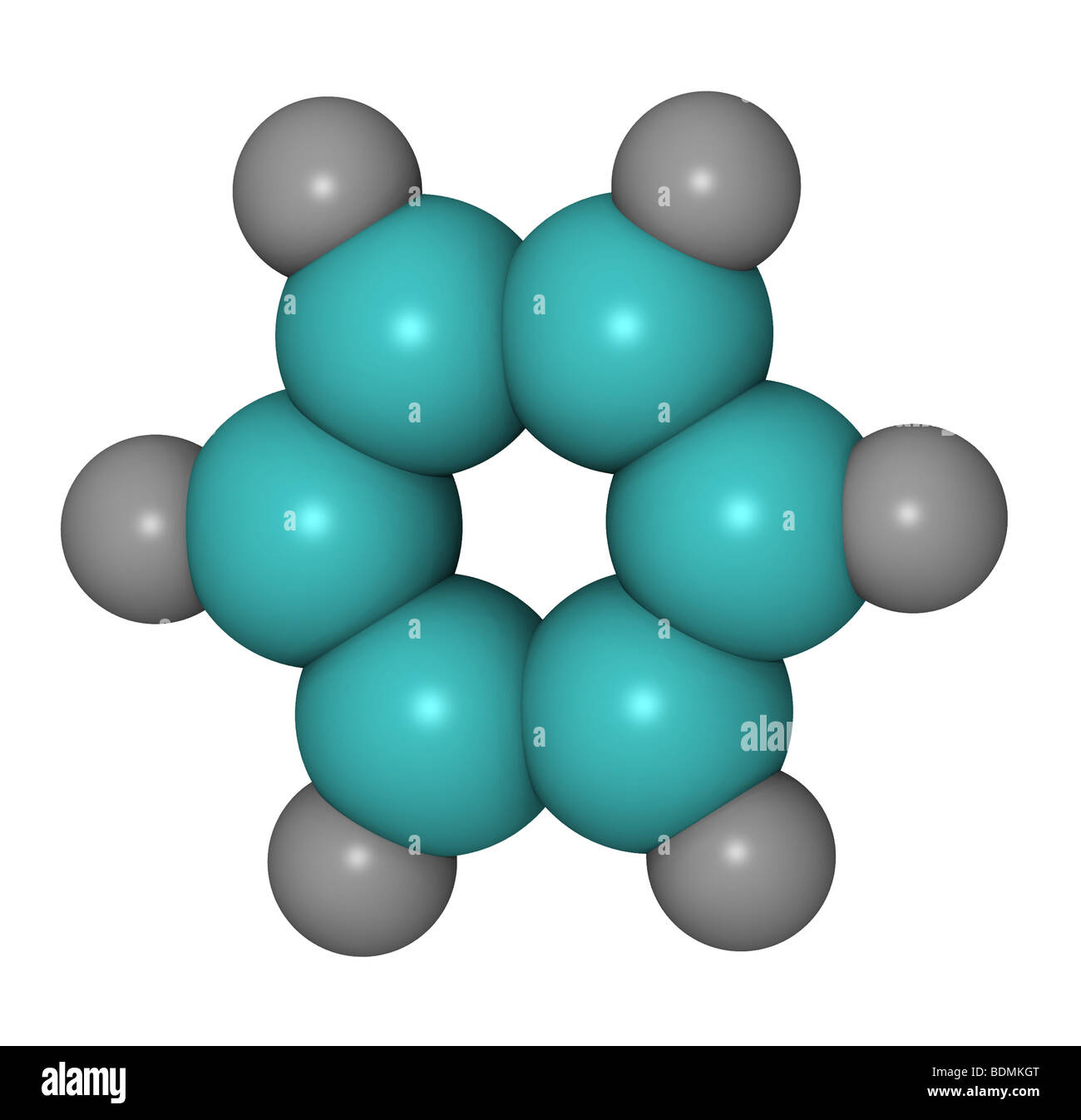 3D computer generated model of the benzene ring Stock Photo