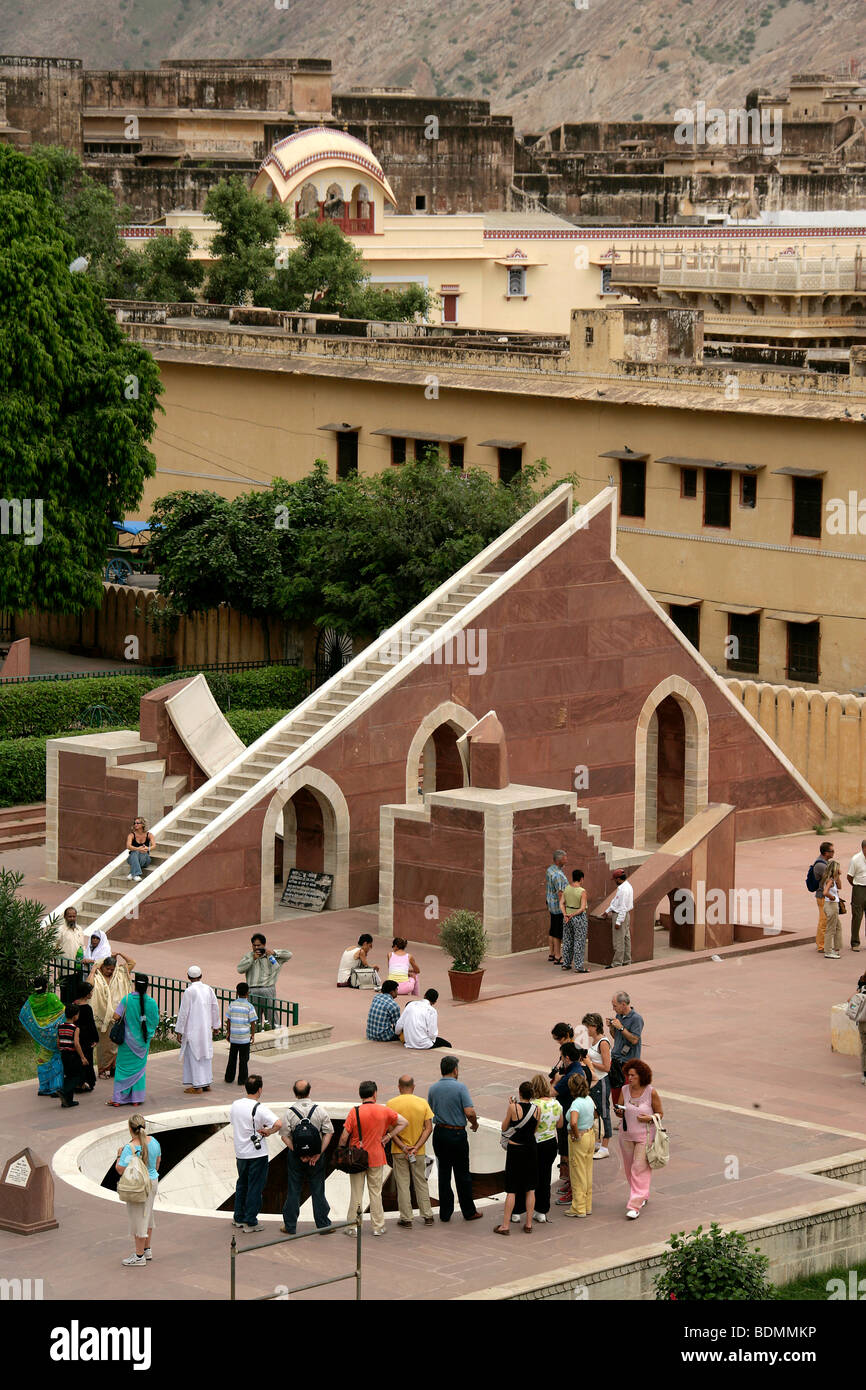 Jantar Mantar, historic astronomical observatory built by Jai Singh II in the 17th Century, Jaipur, Rajasthan, India Stock Photo