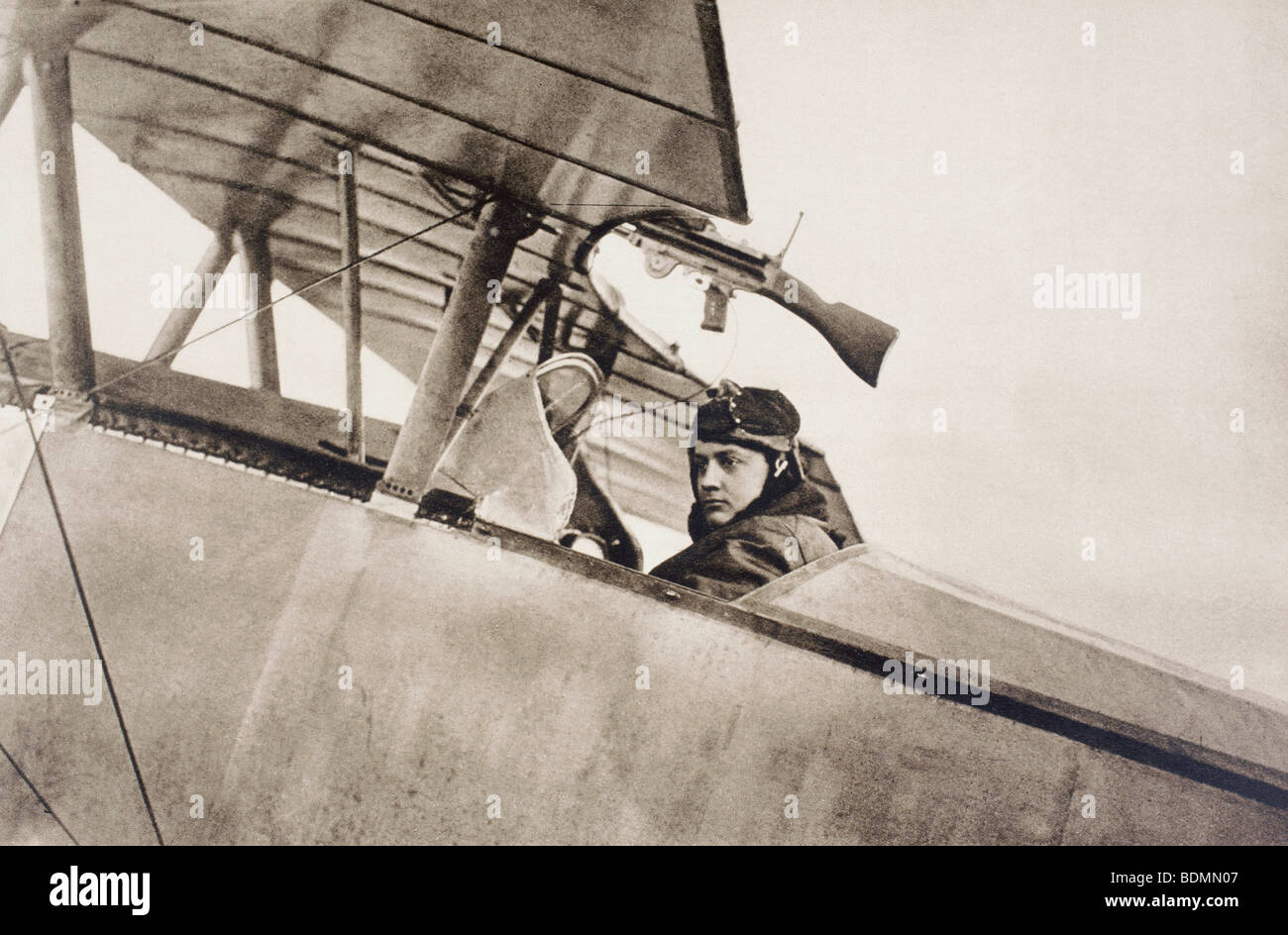 Georges Guynemer, 1894 -1917. French World War One fighter pilot in cockpit of Nieuport fighter plane.. Stock Photo