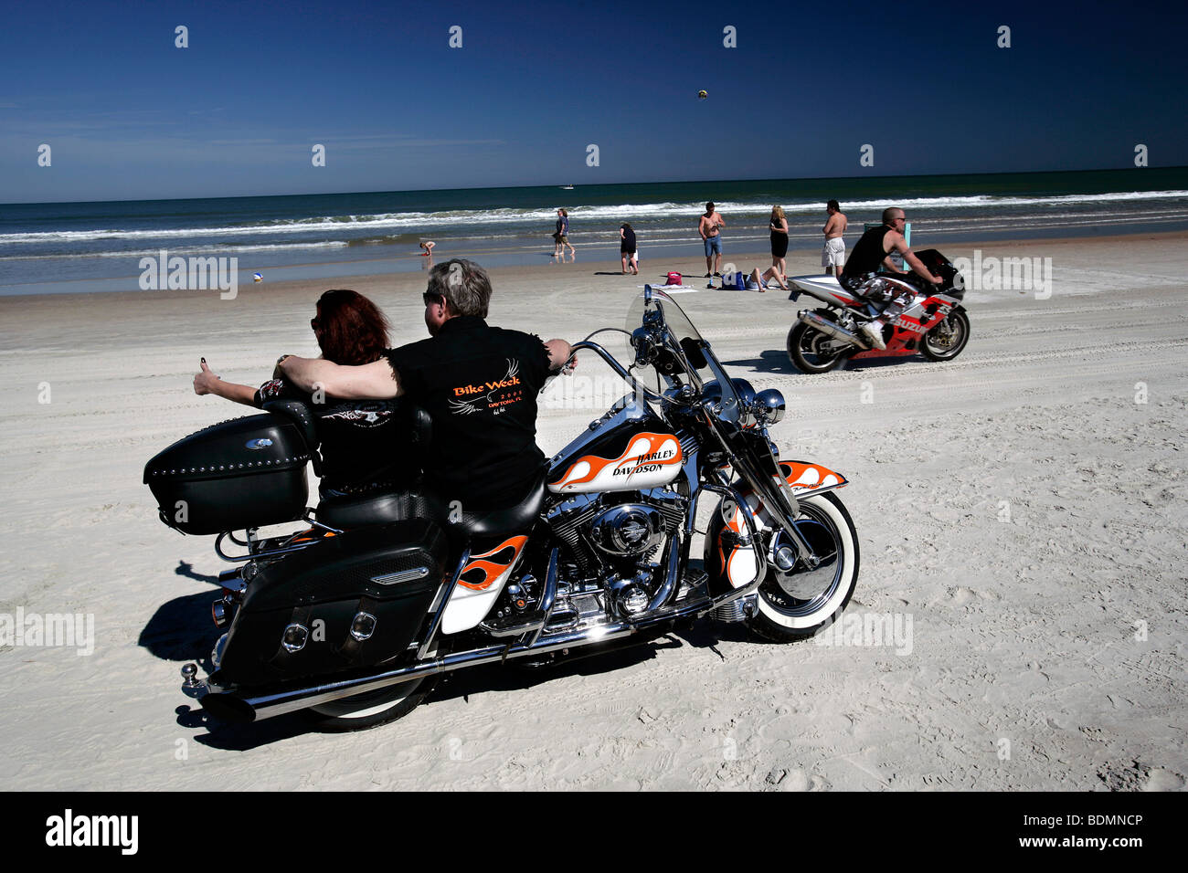 Motorcyclists on the beach in Daytona, Florida, USA, North America Stock Photo
