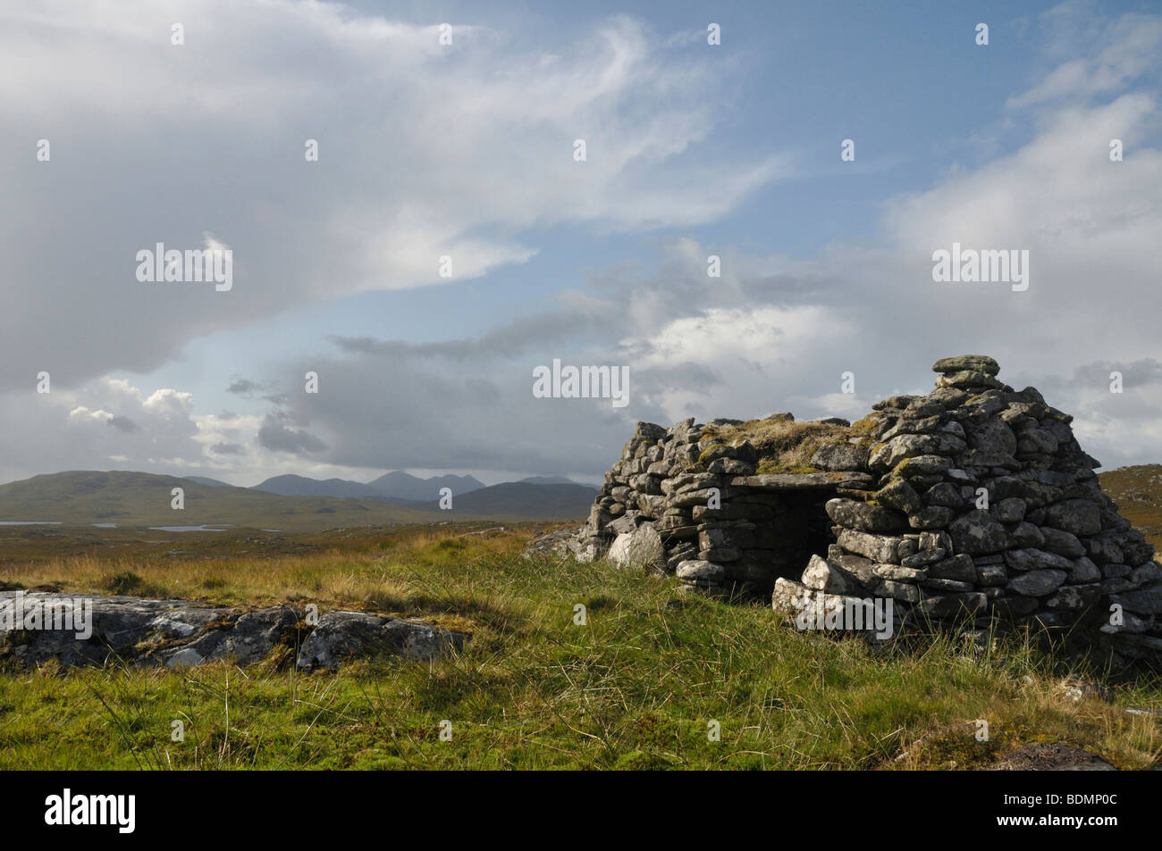 Ruined shieling, Conostom, Isle of Lewis, Scotland Stock Photo