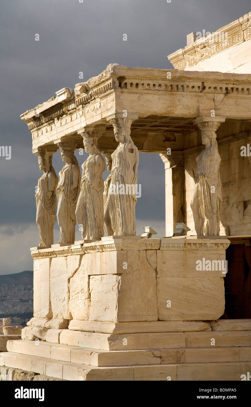 Athen, Akropolis, Korenhalle am Erechtheion Stock Photo