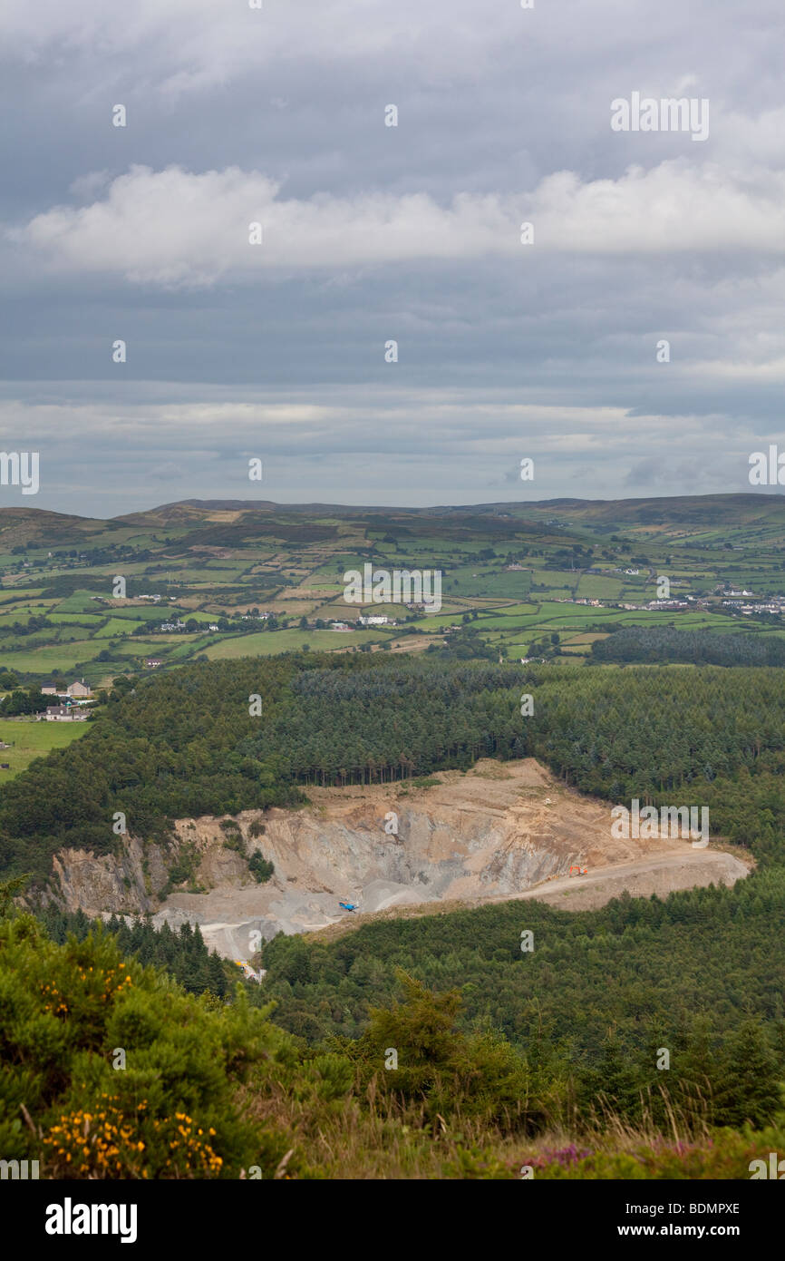 view of quarry from Flagstaff, Newry, Northern Ireland Stock Photo