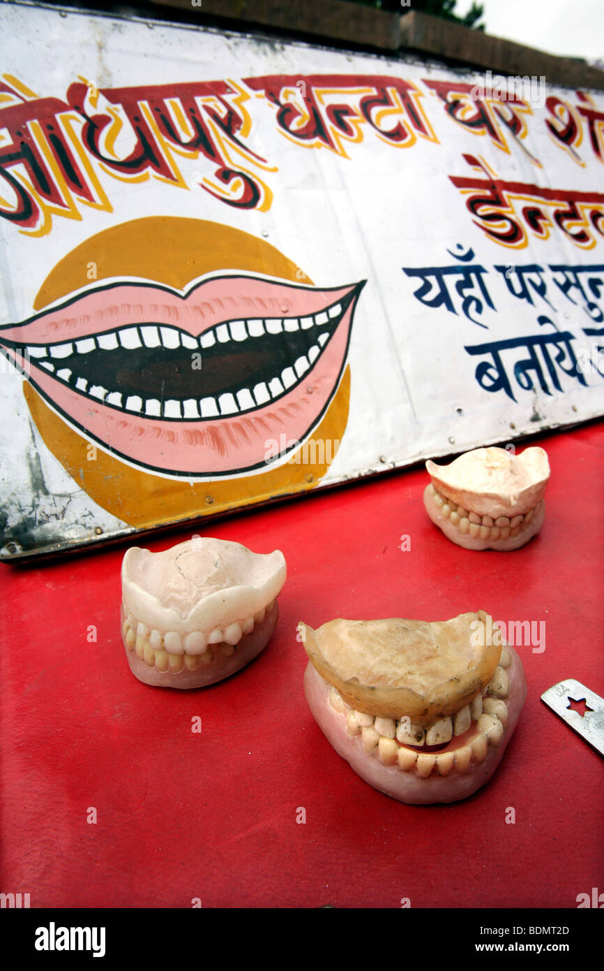 Sardar Market Cirdikot in Jodhpur, Indian dentures, Jodhpur, Rajasthan, India, Asia Stock Photo