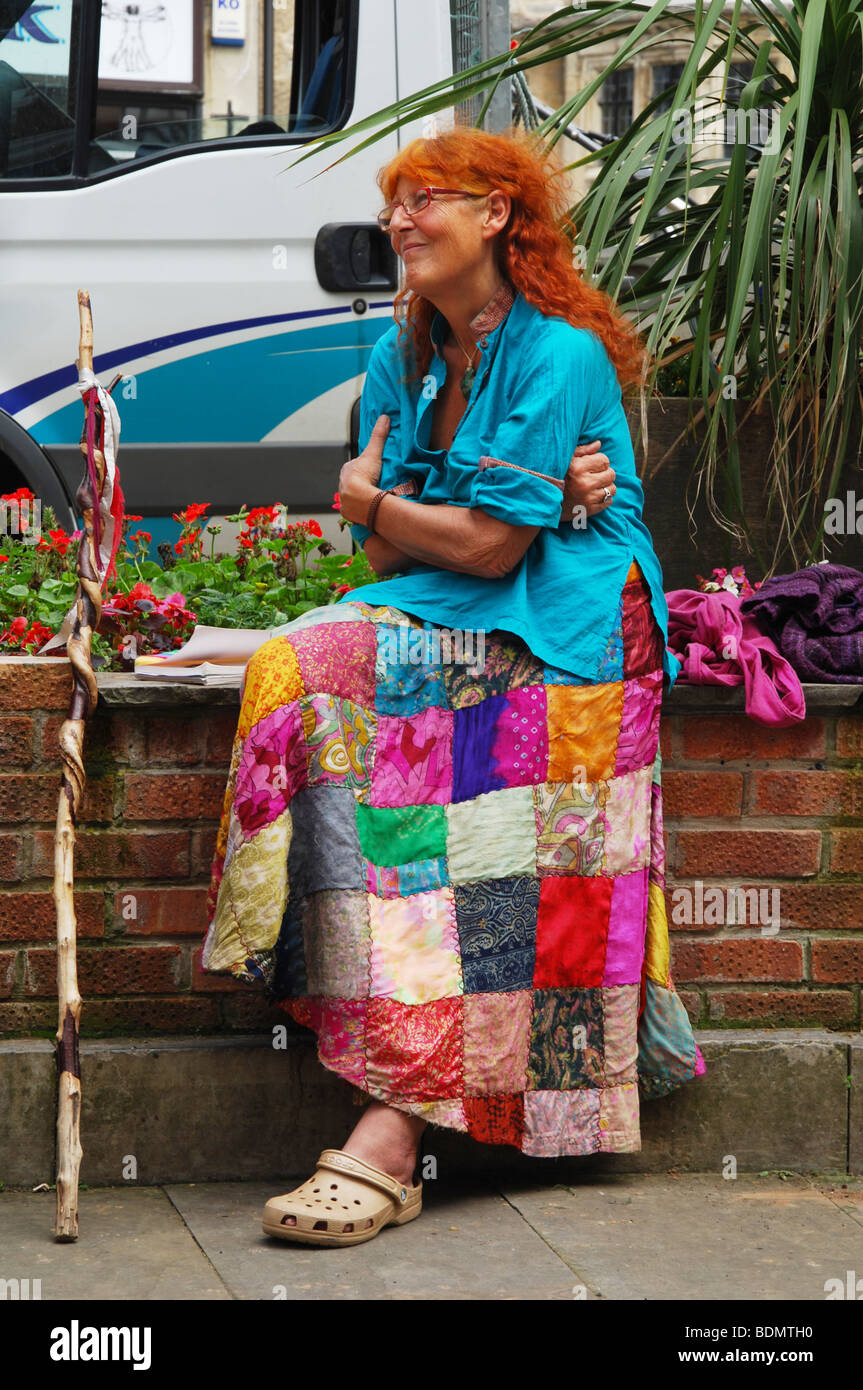 Colourful People In Glastonbury High Street Somerset England - 