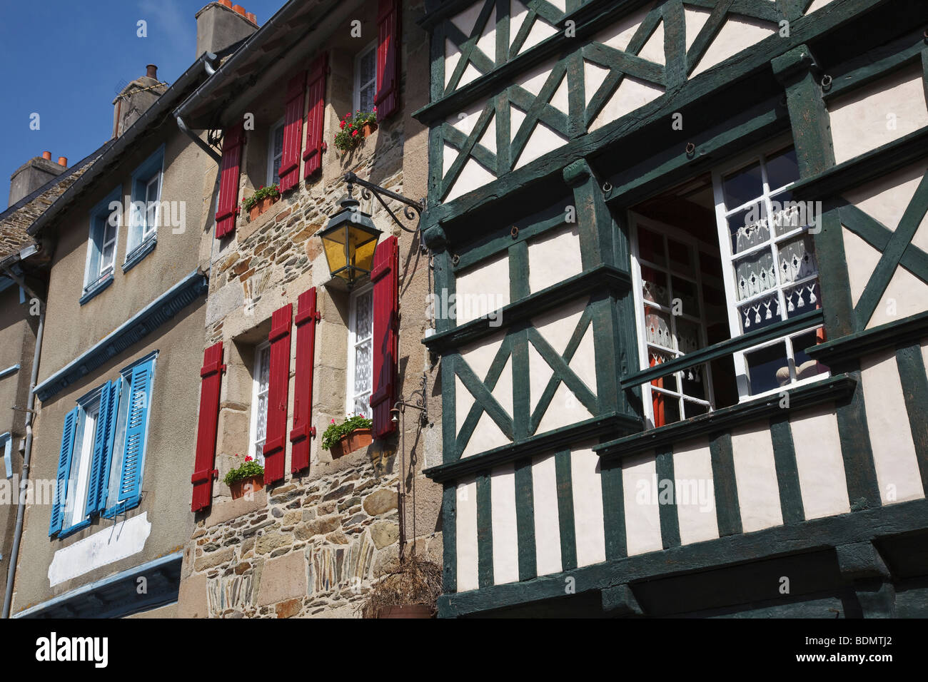 Medieval half-timbered house in Tréguier, Brittany, France Stock Photo