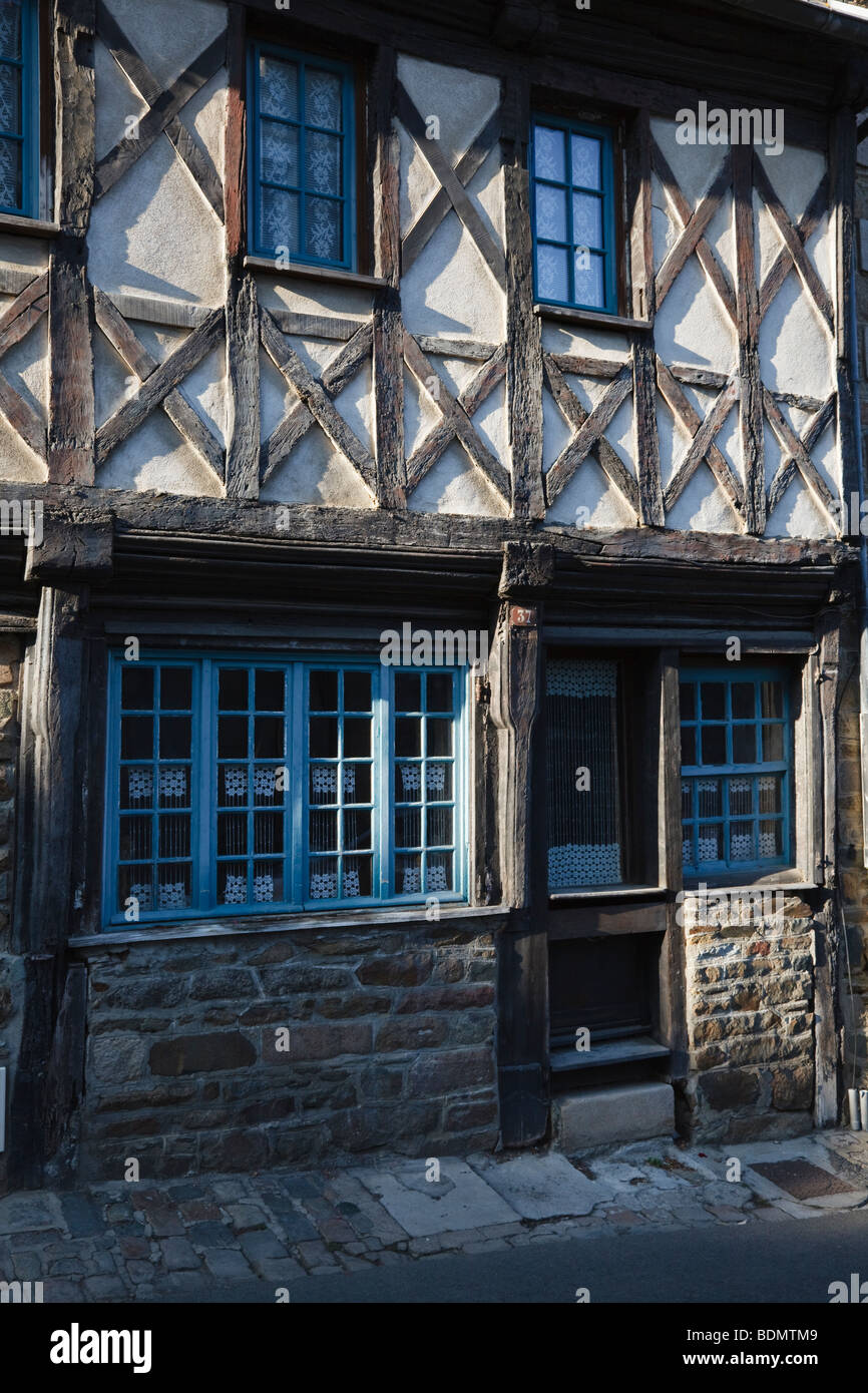 Medieval half-timbered house in Tréguier, Brittany, France Stock Photo