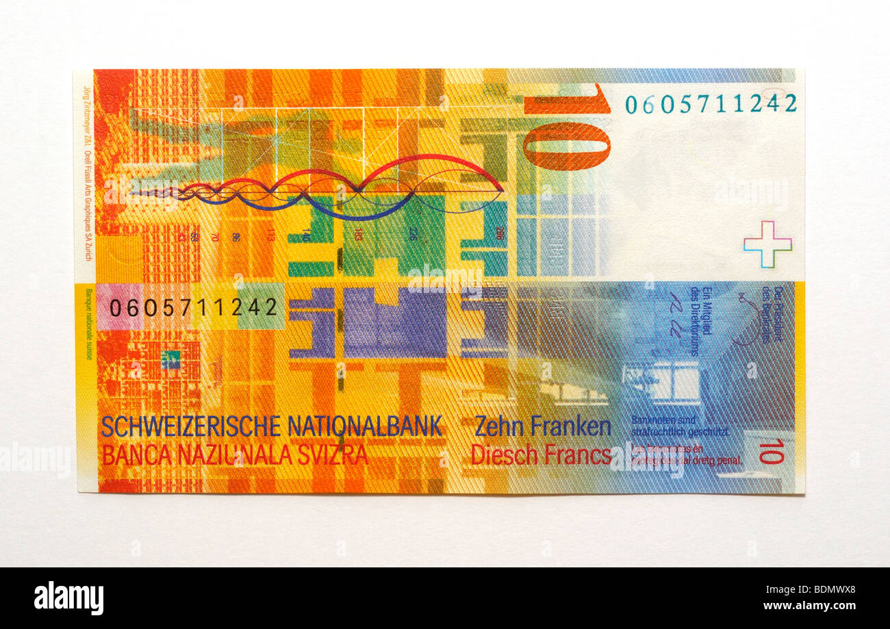 Switzerland 10 Ten Franc Bank Note Stock Photo Alamy