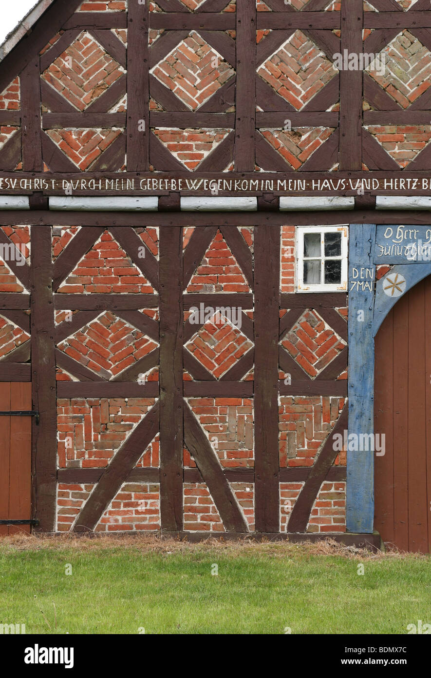 Trebel-Dünsche, Hallenhaus, alte Hausnummer 2, erbaut 1734 Stock Photo